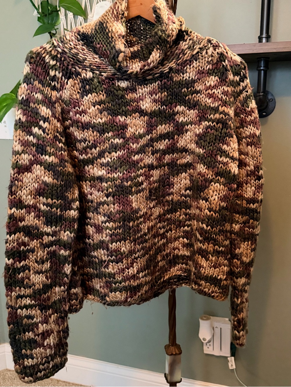Kiko Comfortable Clothing Chunky Cowl Neck Marled Sweater M/L